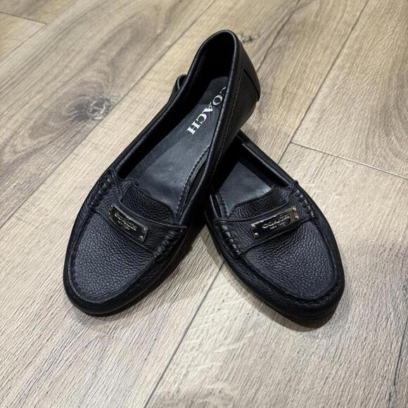 Coach Fredrica Black Leather Flats - Size 6.5 - Picture 1 of 3